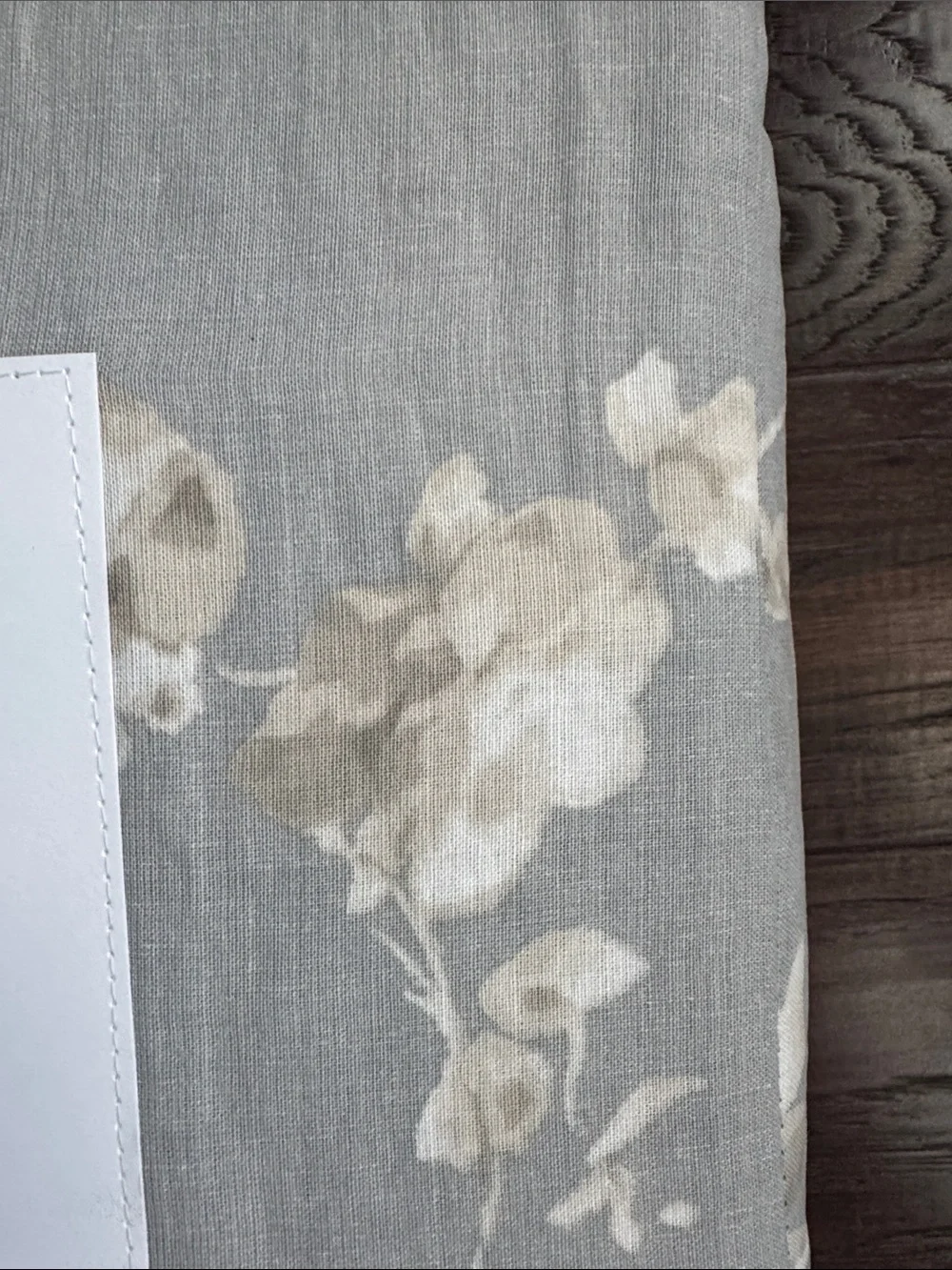 Calvin Klein Duvet Cover Set Queen Light Gray/Ivory Floral Cotten Gauze